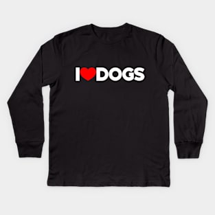 I Love Dogs Red Hearts Dog Lovers (White) Kids Long Sleeve T-Shirt